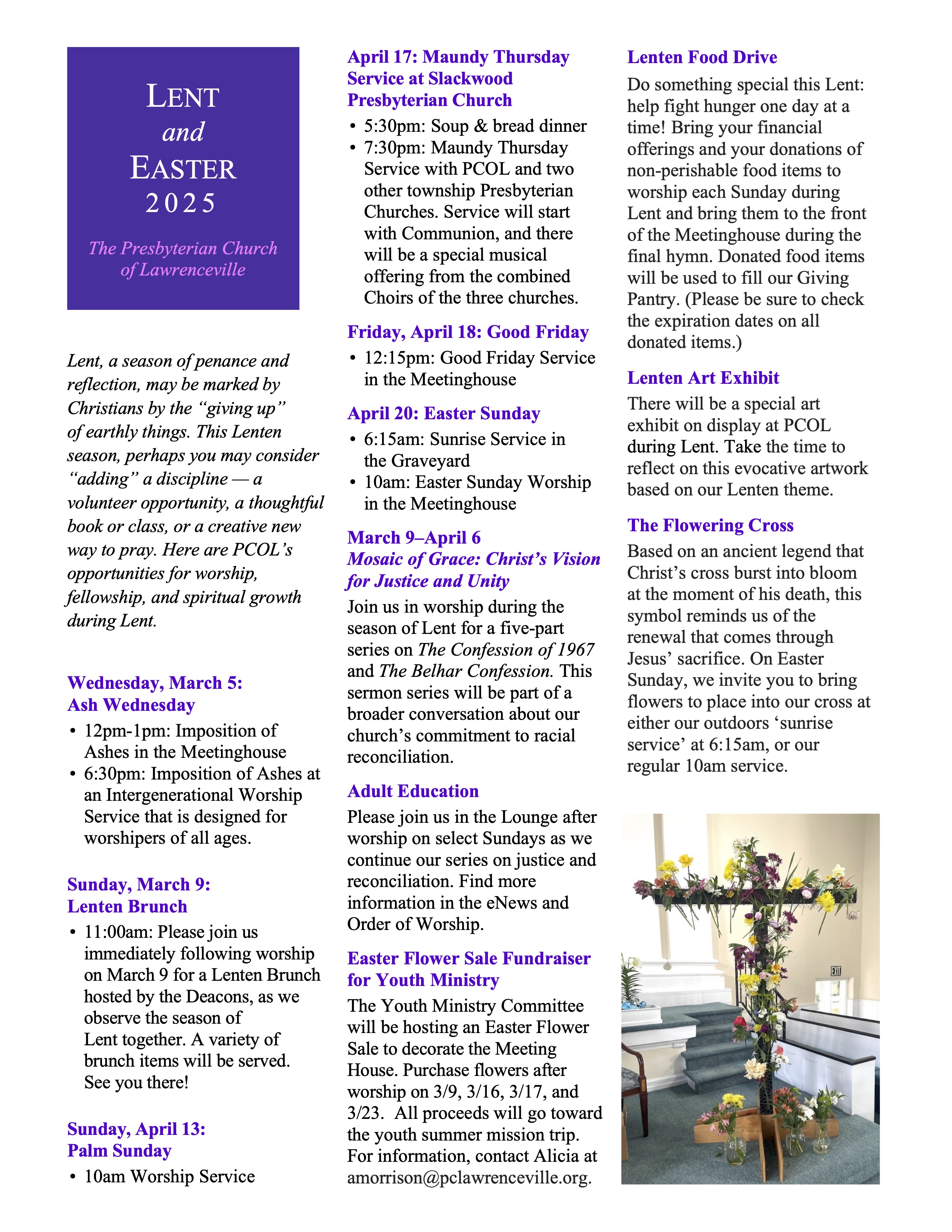 Lent and Easter Calendar 2025